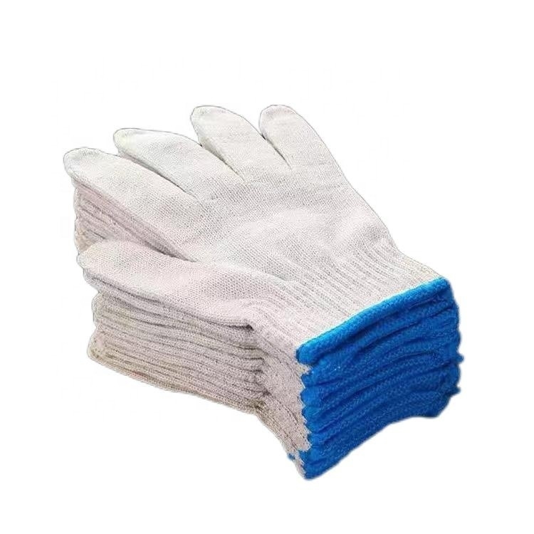 Guanti da lavoro a maglia per la sicurezza manuale in cotone bianco profondo e resistente al lavaggio da 20-60 g personalizzati